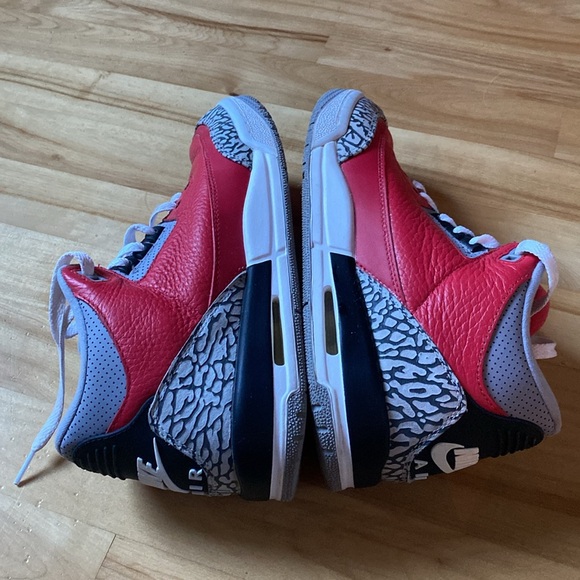 Nike Air Jordan 3 Retro 2019 Unit Fire Red Cement Grey Size 6.5Y/Women’s 8 - Picture 9 of 11